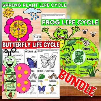 Preview of Spring Life Cycle Craft Activities - Science Unit Writing April Decor Worksheet