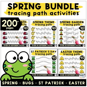 Preview of Spring Line Tracing Worksheets with St Patrick's Day, Easter, Bugs Bundle