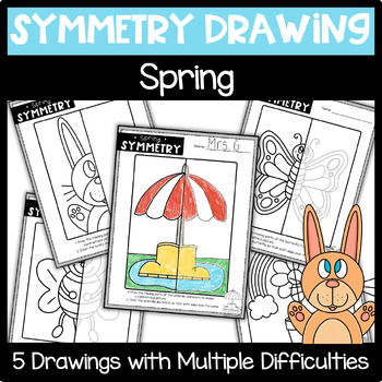 Preview of Spring Line of Symmetry | End of Year Math | Symmetry Art | Sub Activity