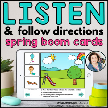 Preview of Spring Listen & Follow Directions | BOOM CARDS™