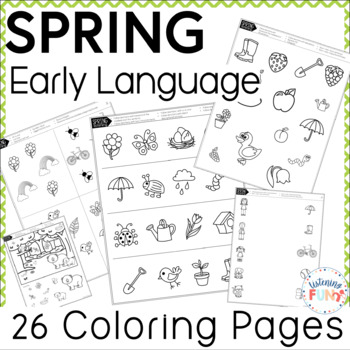 Preview of Spring Coloring Worksheets | Early Language and Listening
