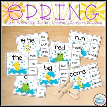 Preview of Spring Sight Word Clip Cards Fine Motor Literacy Centers Activity 