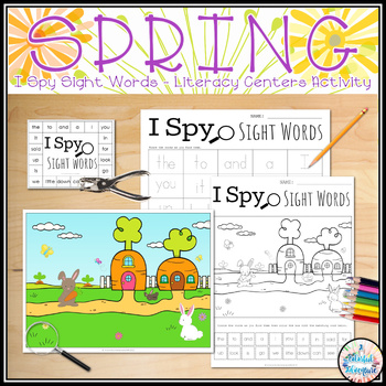 Preview of Spring I Spy Hidden Pre-Primer Sight Words Fine Motor Literacy Centers Activity