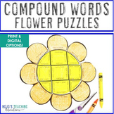 COMPOUND WORDS Summer Flower Craft Puzzle, Literacy Center