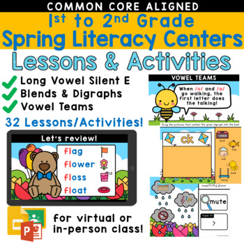 Preview of Spring Literacy Centers Phonics Lessons and Activities | 1st Grade Morning Work