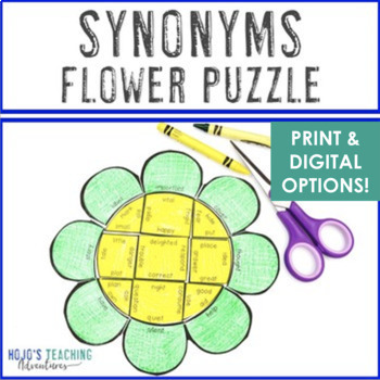 Preview of SYNONYMS Flower Craft Activity | Fun ELA Spring Summer Literacy Center Game