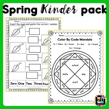 Preview of Spring Literacy & Math Activity Pack for Kindergarten & grade 1