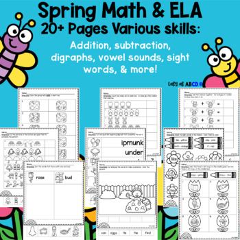 Preview of Spring Literacy & Math *No Prep* Printables