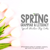 Spring Literacy and Grammar Clipping Cards for ESL