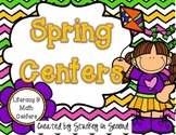 Spring Literacy and Math Centers (14 Centers) Color AND B/