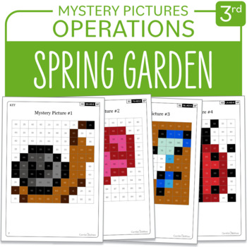 Preview of Spring Little Math Mystery Pictures Grade 3 Multiplications Divisions