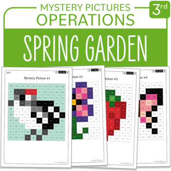 Preview of Spring Little Math Mystery Pictures Grade 3 Multiplications Divisions