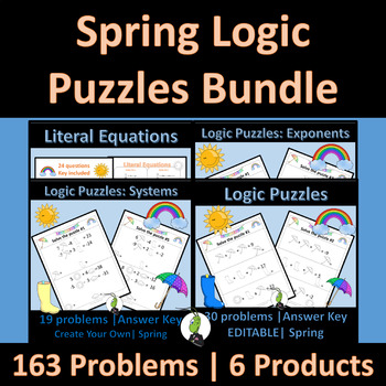 Preview of Spring Logic Puzzles | Algebra | Integers | Logic | Exponents