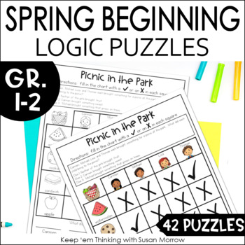 Preview of Spring Logic Puzzles Critical Thinking Gr 1 & 2 Math Enrichment Activities
