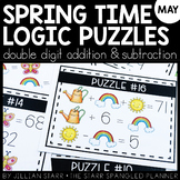 Spring Math Logic Puzzles- Double Digit Addition and Subtraction