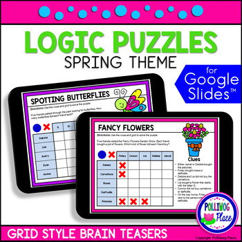 Preview of Spring Logic Puzzles with Grids | for Google Classroom | Distance Learning