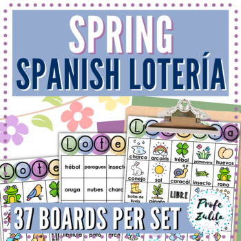 Preview of Spring La Primavera Lotería Game for Spanish Class - 3 different games!