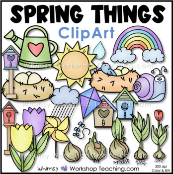 Spring Things Clip Art Kids, Gnomes + Animals Bundle