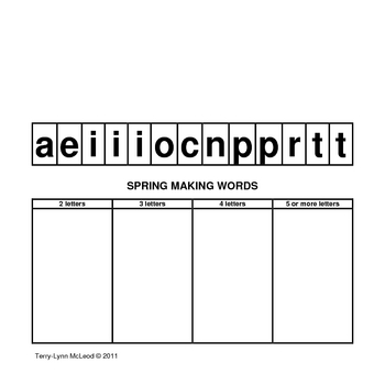 Preview of Spring Making Words Lesson