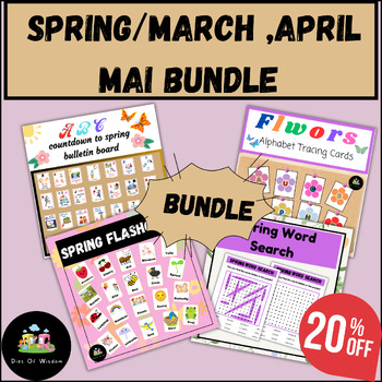 Preview of Spring,March ,April,Mai,Bundle / flashcards,Bulletin Board,puzzle,Worksheets