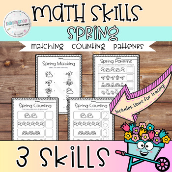 Preview of Spring Matching, Counting, Pattern, Math Skills, AB Patterns, Kindergarten