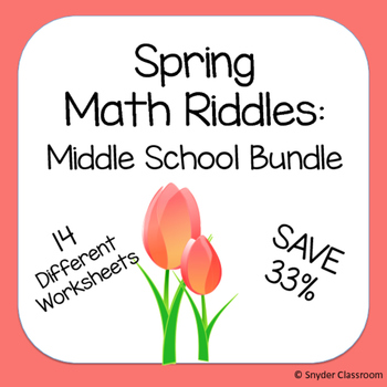 Preview of Spring Math Riddles: Middle School Bundle