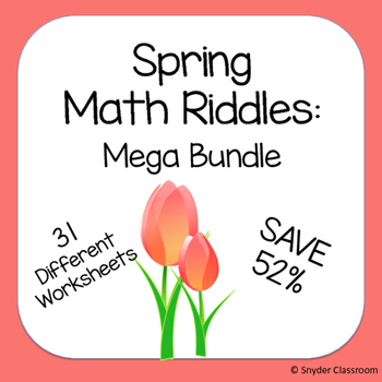 Preview of Spring Math Riddles MEGA Bundle (Save 52%)