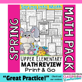 Preview of Spring Math Worksheets : 4th Grade Review Activity : Early Finishers