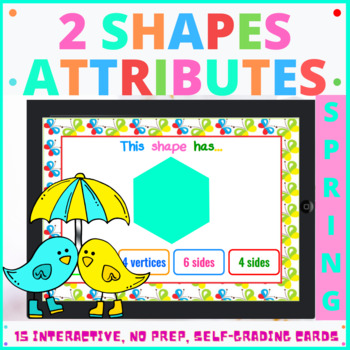 Preview of Spring Math 2D Shapes Attributes | 2D Shapes Properties | Boom Cards