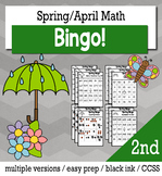 Spring Math 2nd Grade BINGO Game Bundle