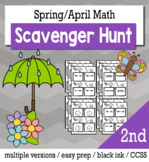 Spring Math 2nd Grade Scavenger Hunt Game Bundle