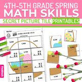 Spring Math 4th-5th Grade Worksheets | Secret Picture Tiles