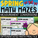 Spring Math Activities 4th Grade Measurement Conversions W