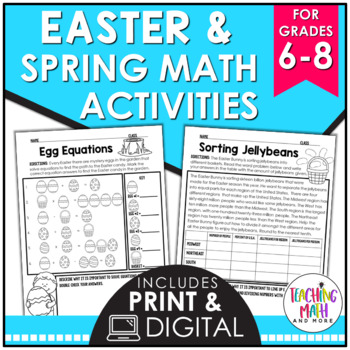 Preview of Spring Math Activities Middle School | Easter Math Activities Middle School