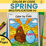 Spring Math Activities Multiplication Color by Number Code