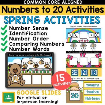 Preview of Spring Math Activities Numbers to 20 | April Google Slides Games