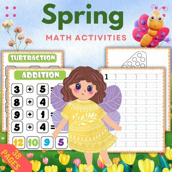 Preview of Spring Math Activities Tracing Coloring Counting - Fun March April Activities