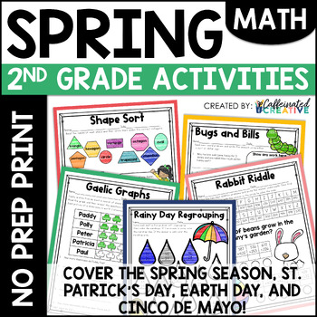 Preview of Spring Math Activities & Worksheets No Prep Printables 2nd Grade