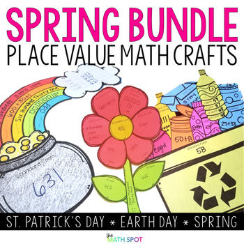 Preview of Spring Math Crafts for 2nd Grade | Place Value Bulletin Board Craftivities