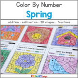 Spring Color by Number with Addition, Subtraction, Place V