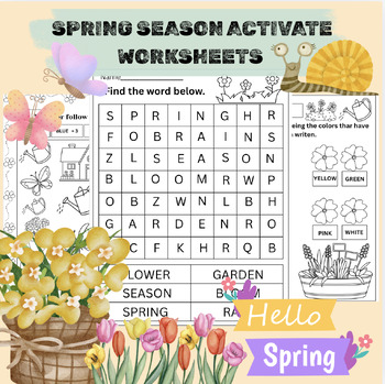 Preview of Spring Math Activities worksheet| Addition, Subtraction, Coding, Color by Answer