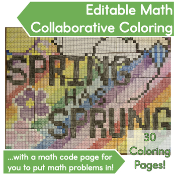 Preview of Spring Math Activity│Collaborative Coloring Poster & Bulletin Board│Editable