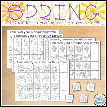Preview of Spring Pattern Cards March, April, and May Math Centers Activities {outlined}