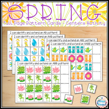 Preview of Spring Pattern Cards Math Centers Activities {Printable and Digital Resource}