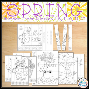 Preview of Spring Number Order Puzzles Math Centers Activities {outlined}
