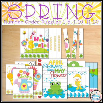 Preview of Spring Number Order Puzzles Math Centers Activities {Printable and Digital}