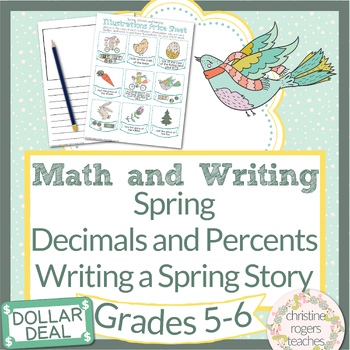Preview of Dollar Deal Spring Math and Writing Decimals and Percents 5th Grade 6th Grade