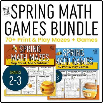 Preview of Spring Math BUNDLE - Low-Prep Mazes + Games - Grades 2-3 - PRINTABLE