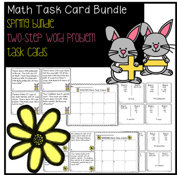 Preview of Spring Math Bundle | Task Cards | Two-Step Word Problem | 3rd Grade