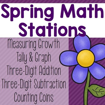Preview of Spring Math Centers - 2nd Grade Measure, Graph, Money, Addition & Subtraction